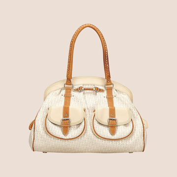 CHRISTIAN DIOR BICOLOR DIORISSIMO CANVAS SATCHEL BAG