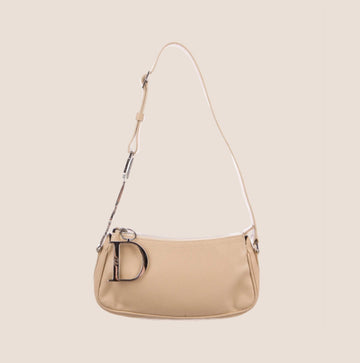 CHRISTIAN DIOR 2000 LOGO CHAIN BEIGE LEATHER MINI SHOULDER BAG