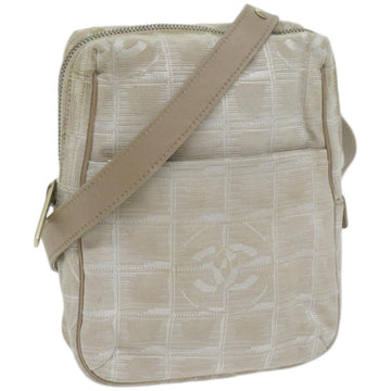 Top Quality Chanel New Travel Line Shoulder Bag Nylon Beige CC Auth ki4086