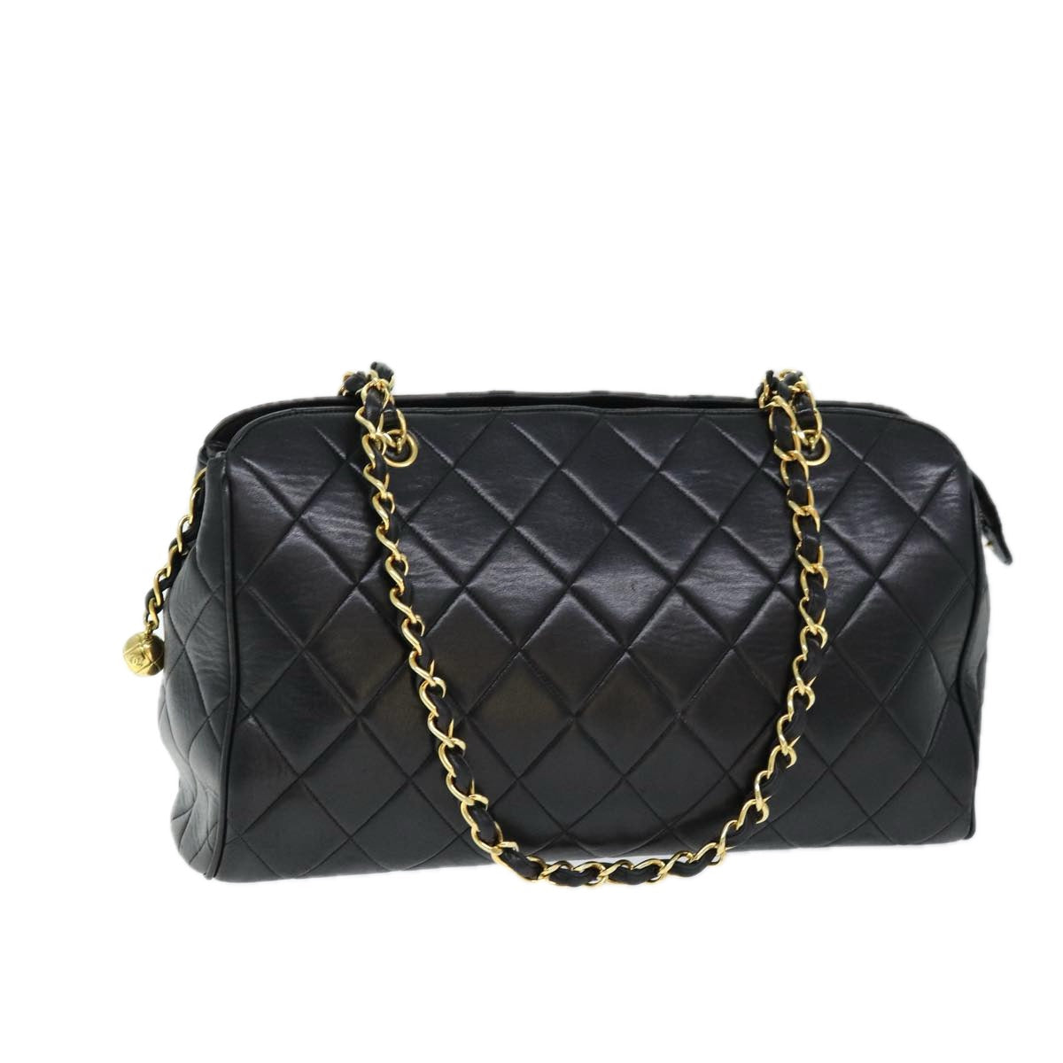 Top Quality Chanel Matelasse Chain Shoulder Bag Lamb Skin Black CC Auth ki4411