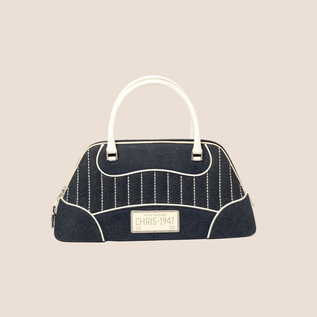CHRISTIAN DIOR DENIM MONTAIGNE CADILLAC 1947 HANDLE BAG