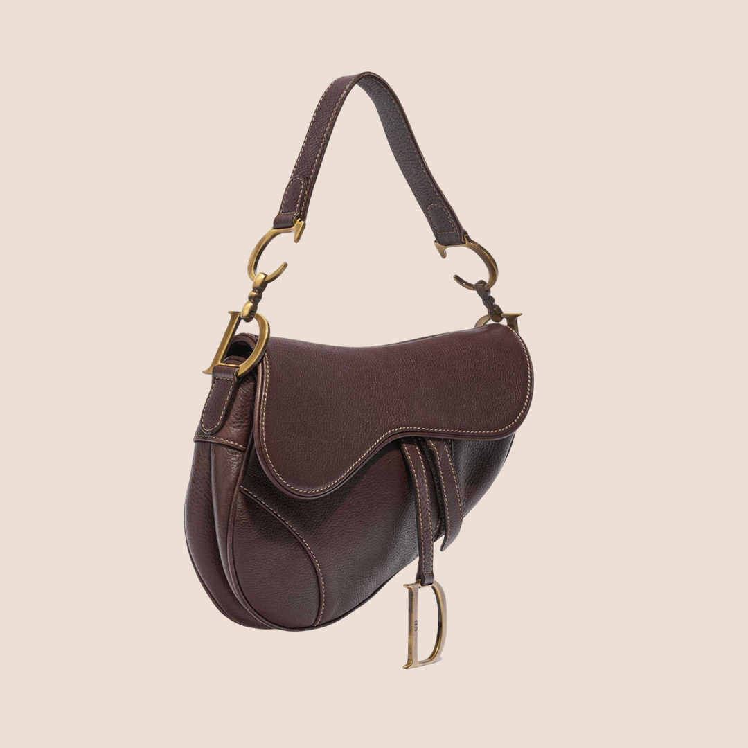 CHRISTIAN DIOR 2000 BROWN LEATHER SADDLE BAG