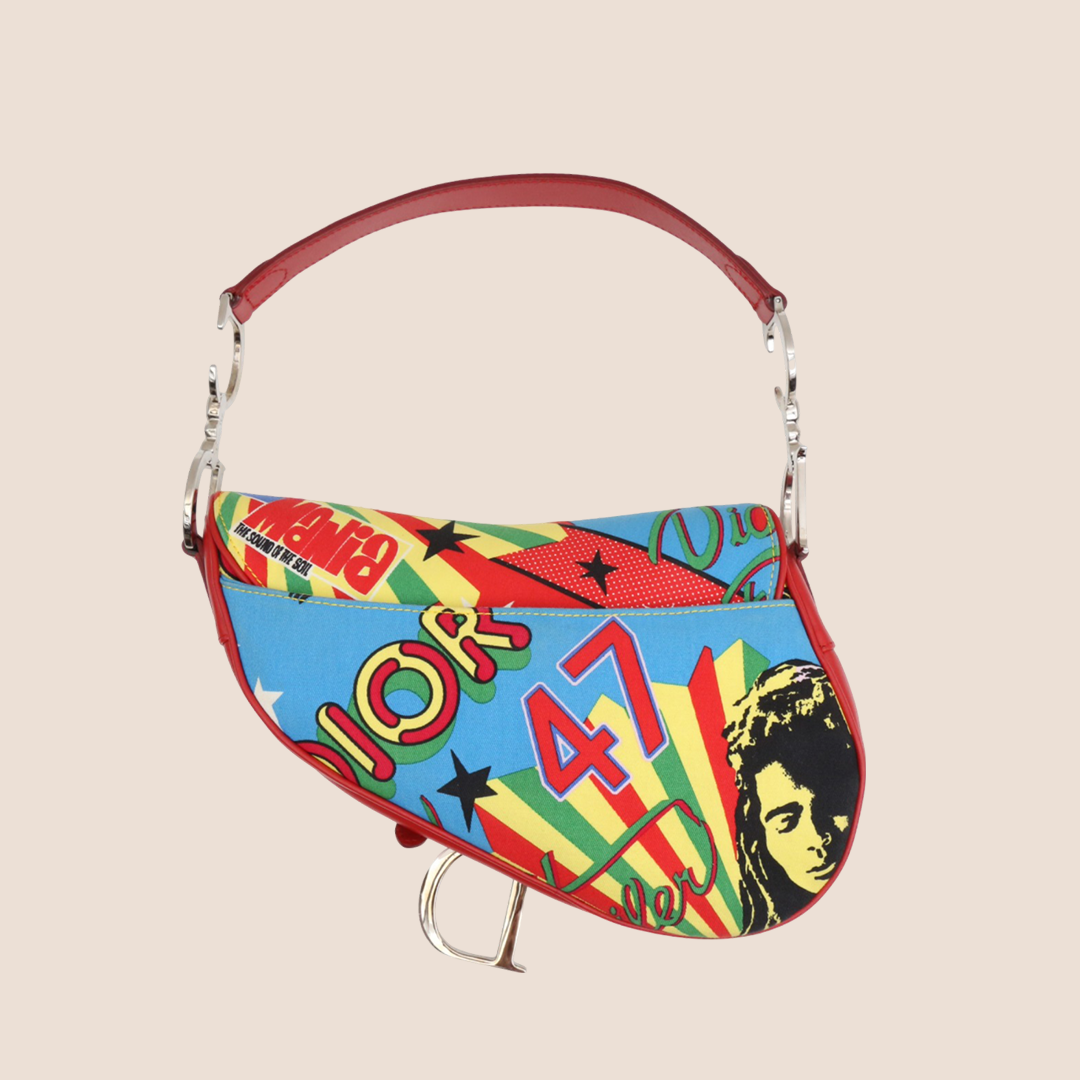 CHRISTIAN DIOR 2001 LIMITED EDITION RASTA MANIA SADDLE BAG