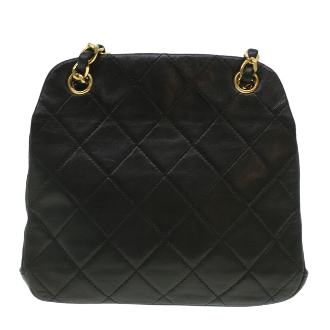 Top Quality Chanel Matelasse Clasp Chain Shoulder Bag Lamb Skin Black CC Auth kk164