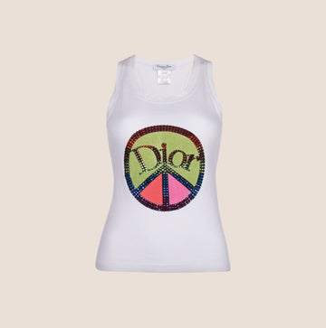 CHRISTIAN DIOR 2005 PEACE SIGN SWAROWSKI TANK TOP