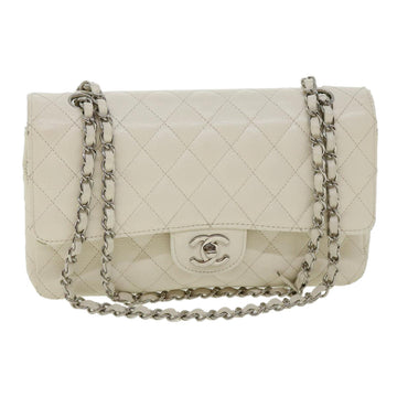 Top Quality Chanel Matelasse Double New Chain Shoulder Bag Caviar Skin White CC Auth knn085
