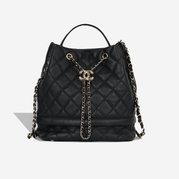 Chanel Quilted Bucket Bag Black Caviar