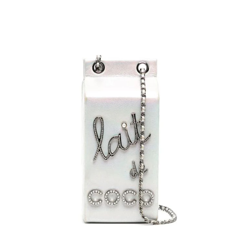 Top Quality Chanel Iridescent Silver Lait de Coco Milk Carton Bag