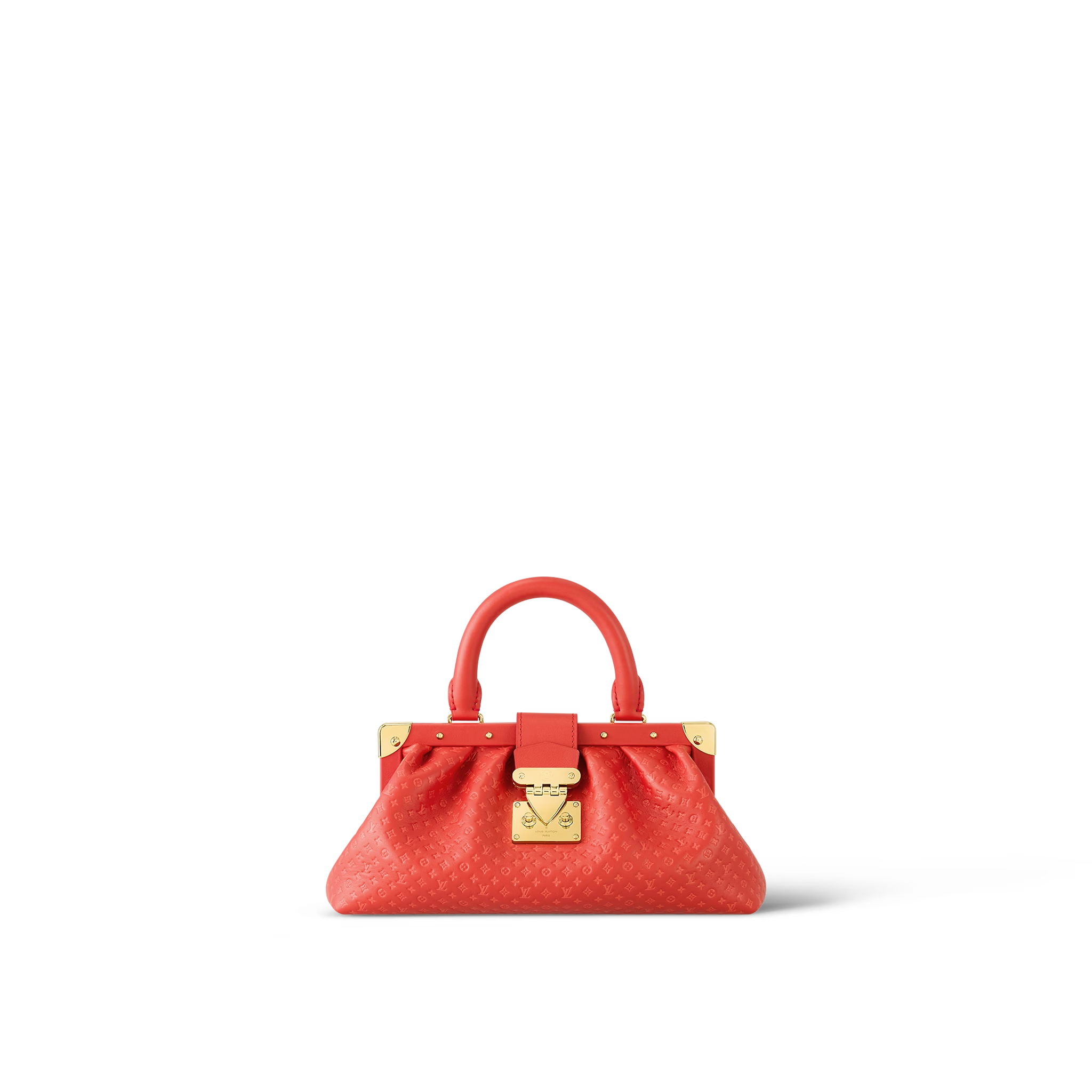 Red Monogram Clutch Leather Handbag for Women