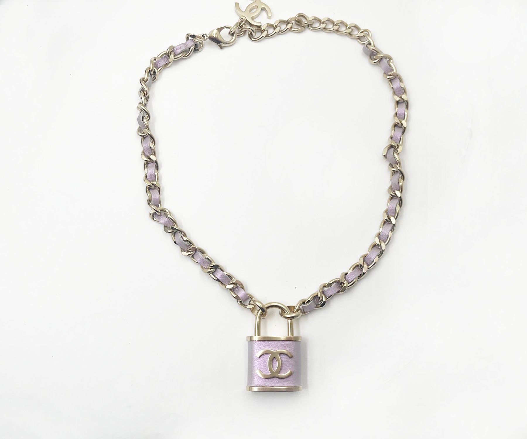 Top Quality Chanel Light Gold CC Lavender Lock Pendant Necklace