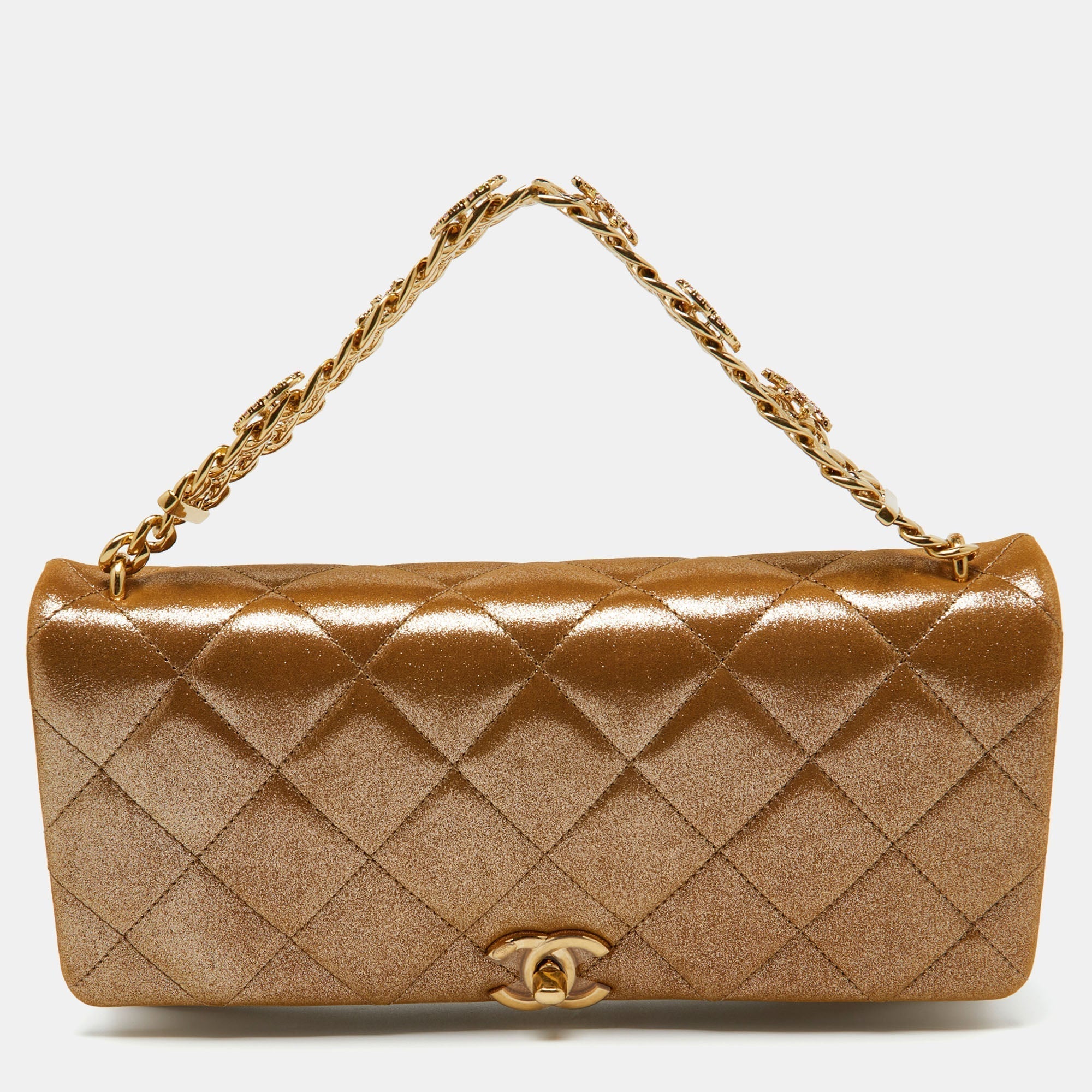 Top Quality Chanel Gold Iridescent Quilted Leather New Chain Bag
