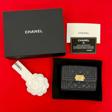 Chanel Boy Chanel Caviar Trifold Wallet