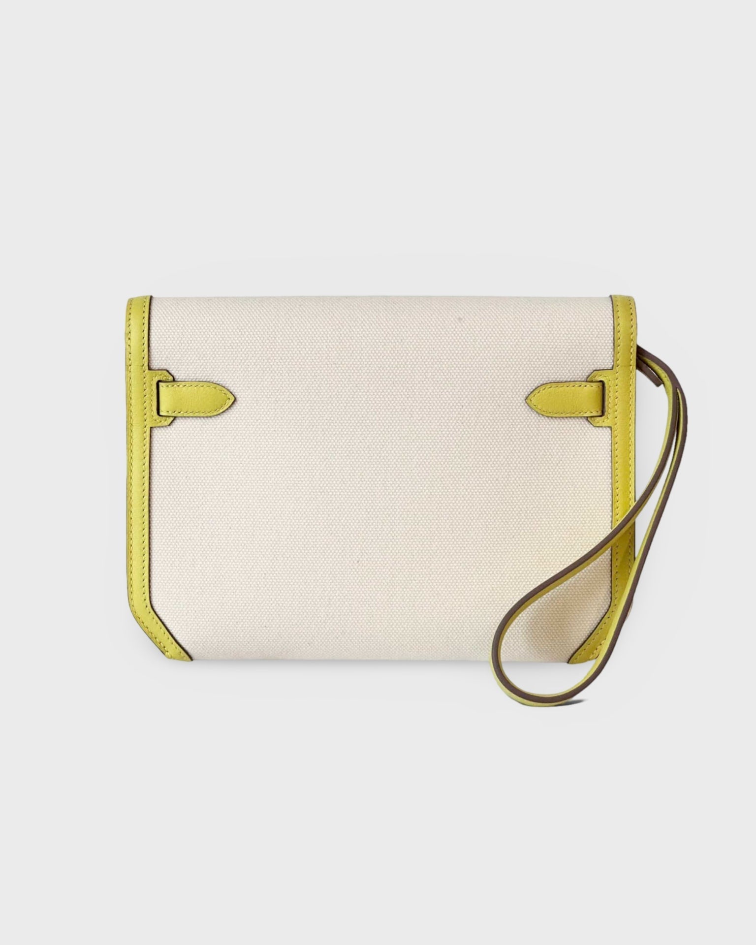 Hermes Kelly Depeches 25 Pouch Ecru/Lime
