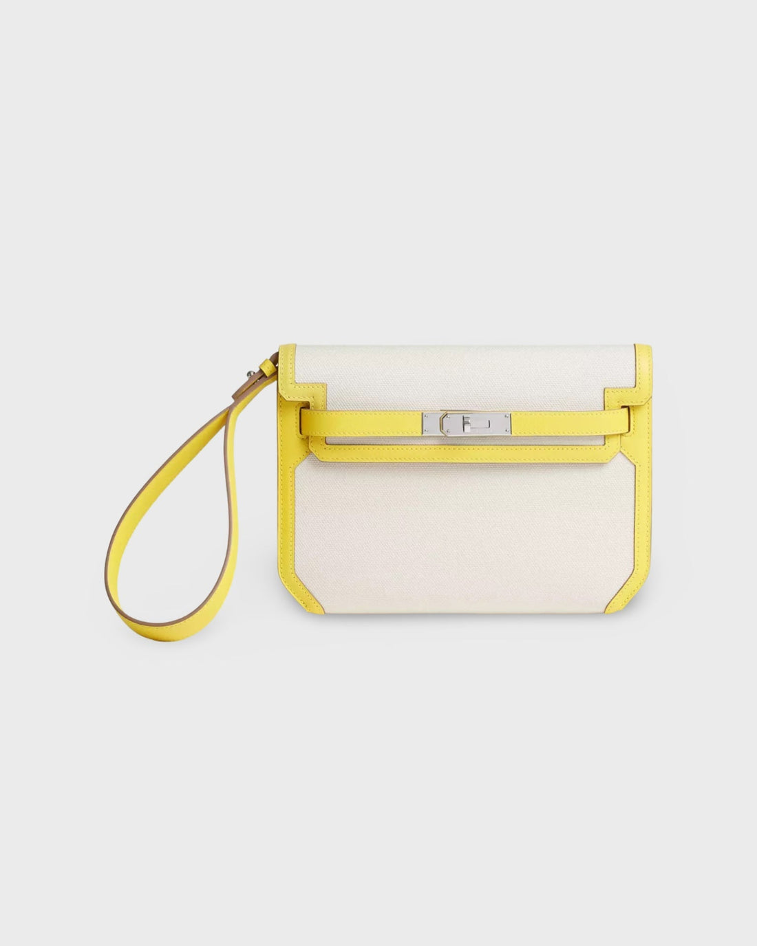 Hermes Kelly Depeches 25 Pouch Ecru/Lime
