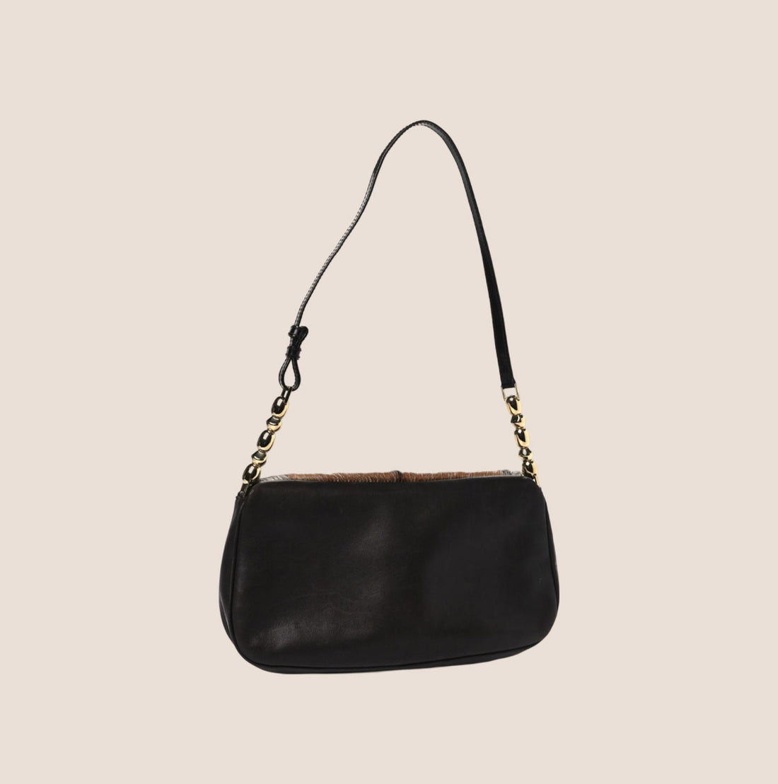 CHRISTIAN DIOR BLACK & BROWN COW PRINT MALICE SHOULDER BAG