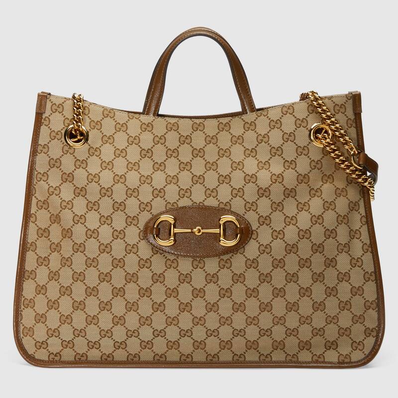 Gucci Horsebit 1955 Large Tote Bag Brown Leather