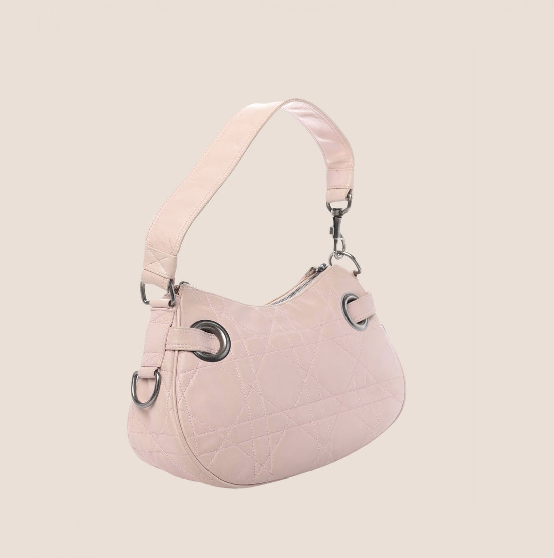CHRISTIAN DIOR PINK LAMBSKIN CANNAGE SHOULDER BAG