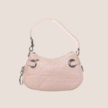 CHRISTIAN DIOR PINK LAMBSKIN CANNAGE SHOULDER BAG