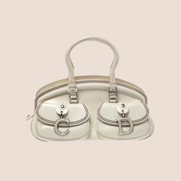 CHRISTIAN DIOR 2005 WHITE LEATHER DETECTIVE BAG