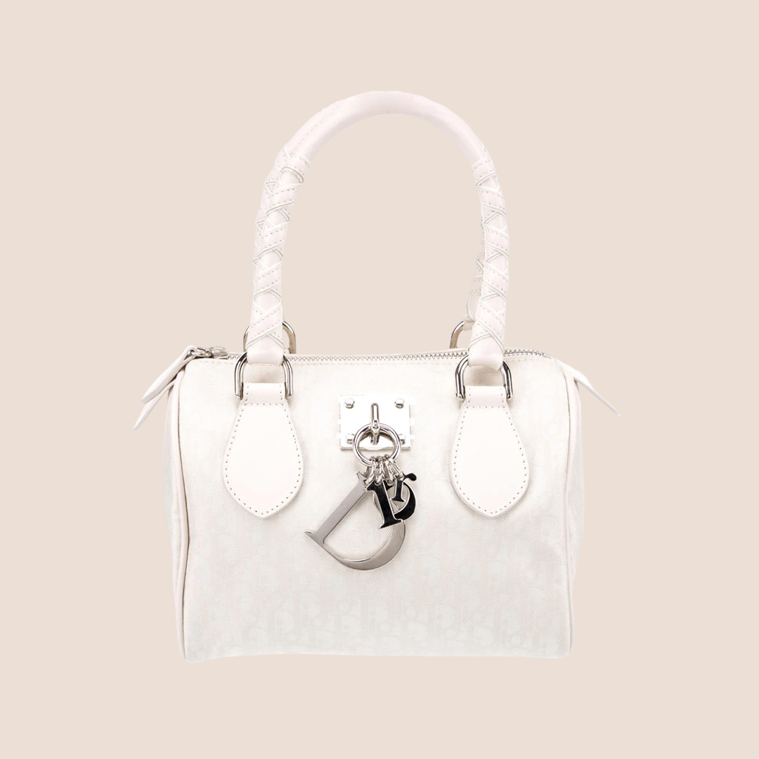 CHRISTIAN DIOR CREAM DIORISSIMO LOVELY CHARMS MINI BOSTON BAG