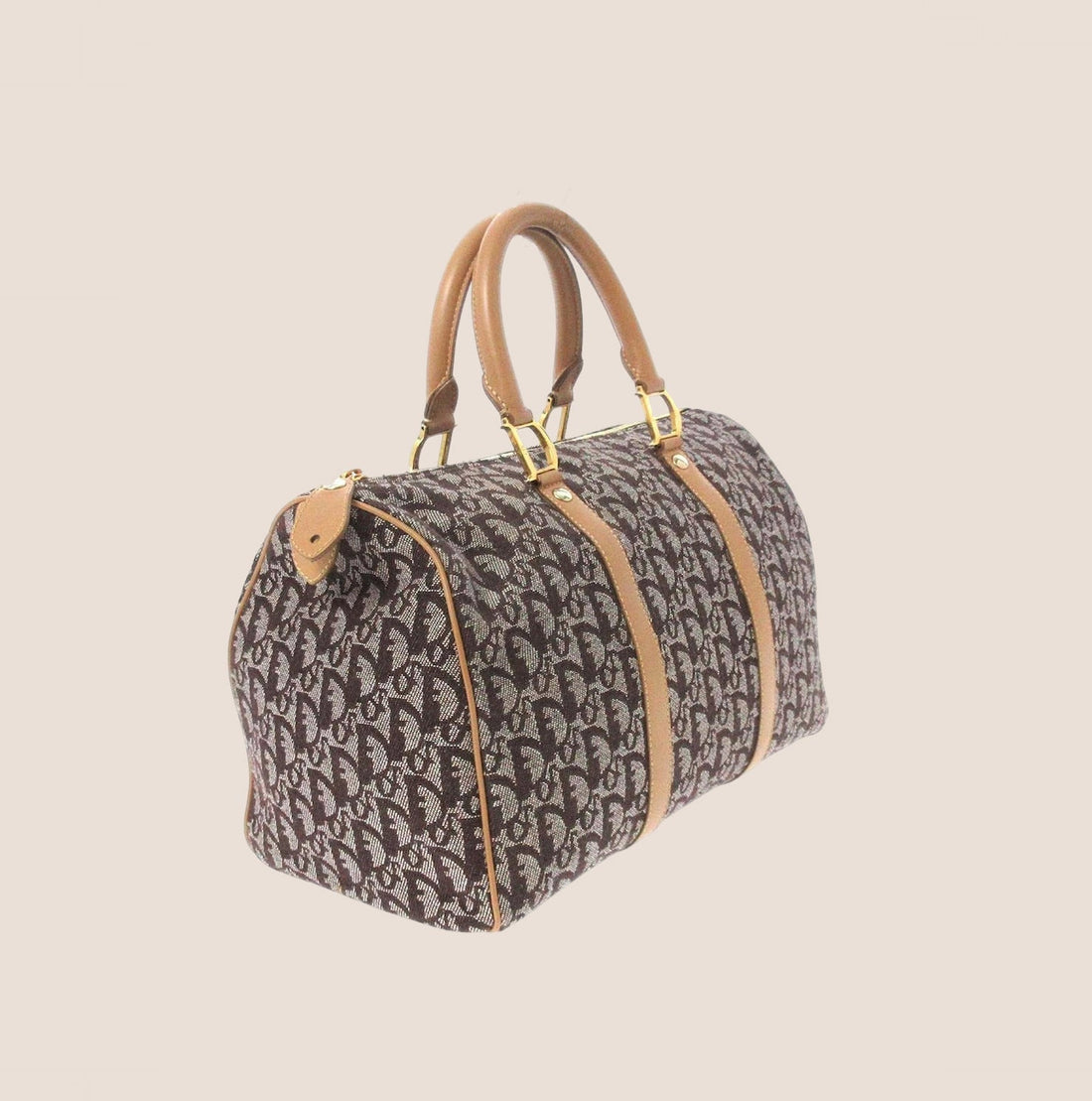 CHRISTIAN DIOR GREY & TAN DIORISSIMO CANVAS WEEKENDER BAG