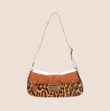 CHRISTIAN DIOR 2005 LEOPARD BROWN STREET CHIC COLUMBUS BAG