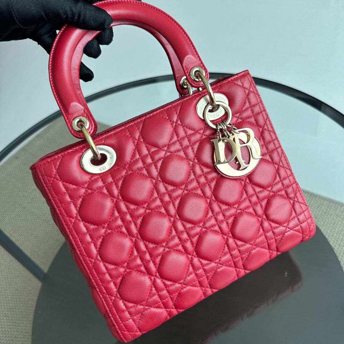 *No Strap* Lady Medium Lambskin Red GHW