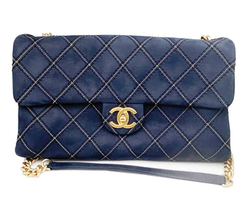 Top Quality Chanel Navy Stitching Rectangle Crossbody Bag with Mirror