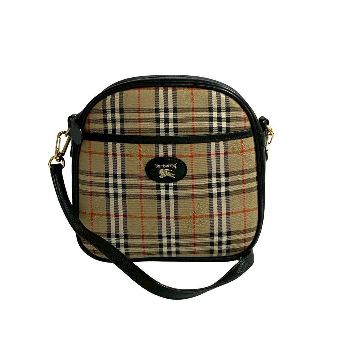 Burberrys Nova Check Canvas Leather Shoulder Bag