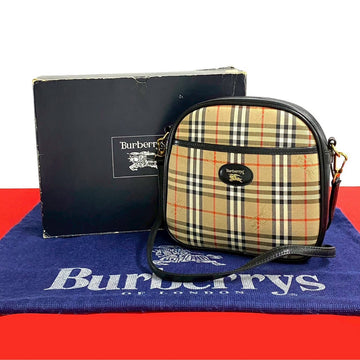 Burberrys Nova Check Canvas Leather Shoulder Bag