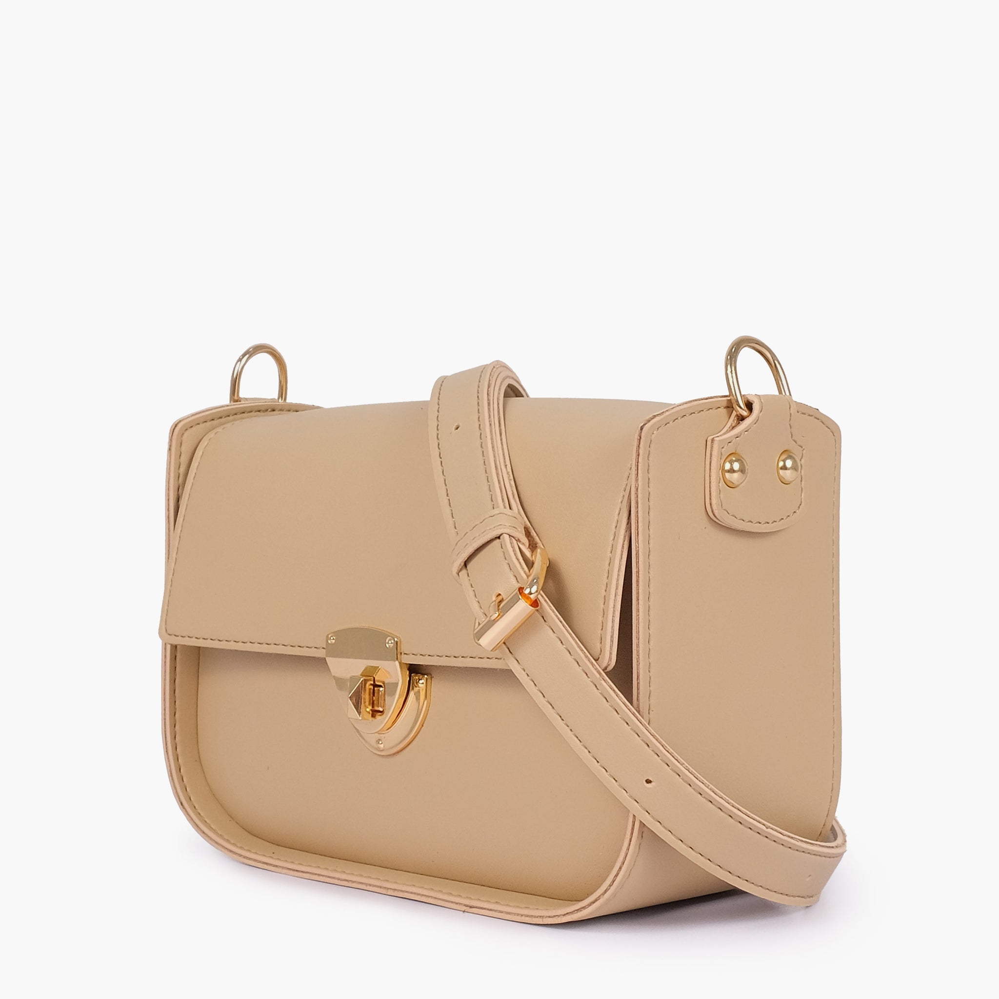 Off-white saddle bag with twist lock