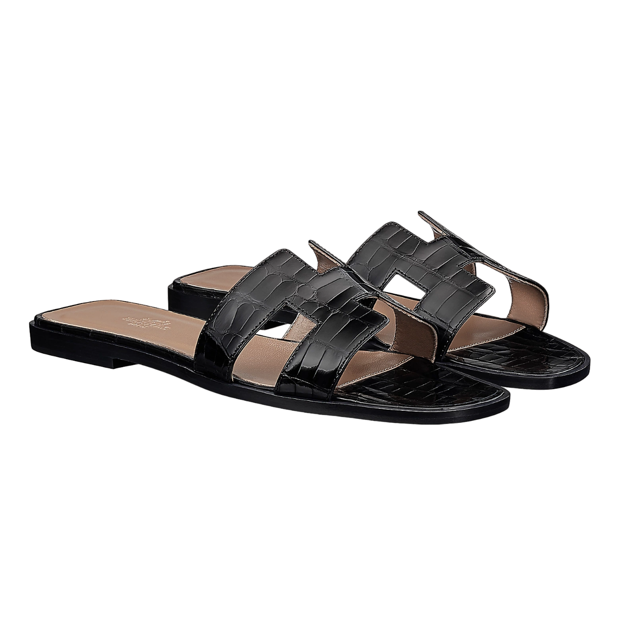 Hermes Oran Sandals Crocodile
