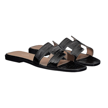 Hermes Oran Sandals Crocodile