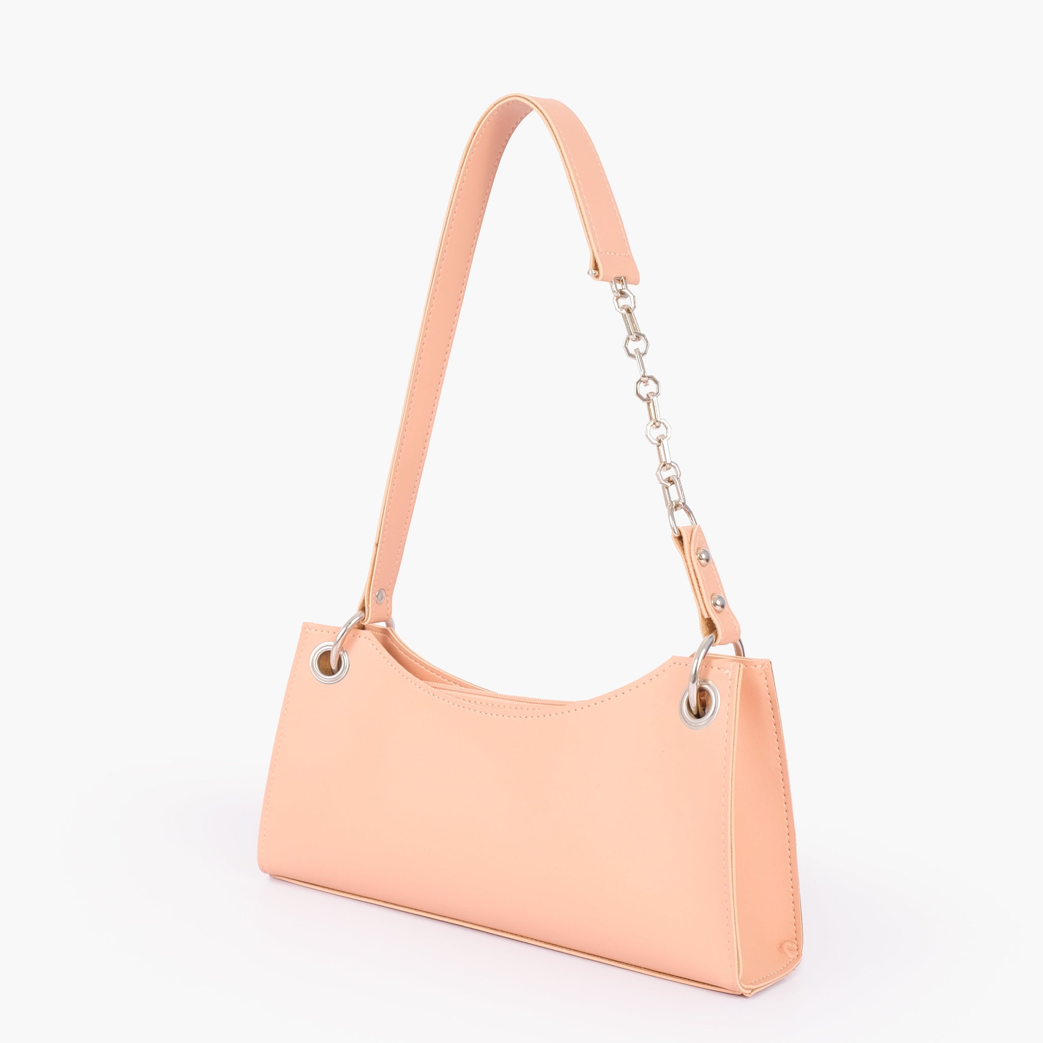 Peach elongated chain handle purse