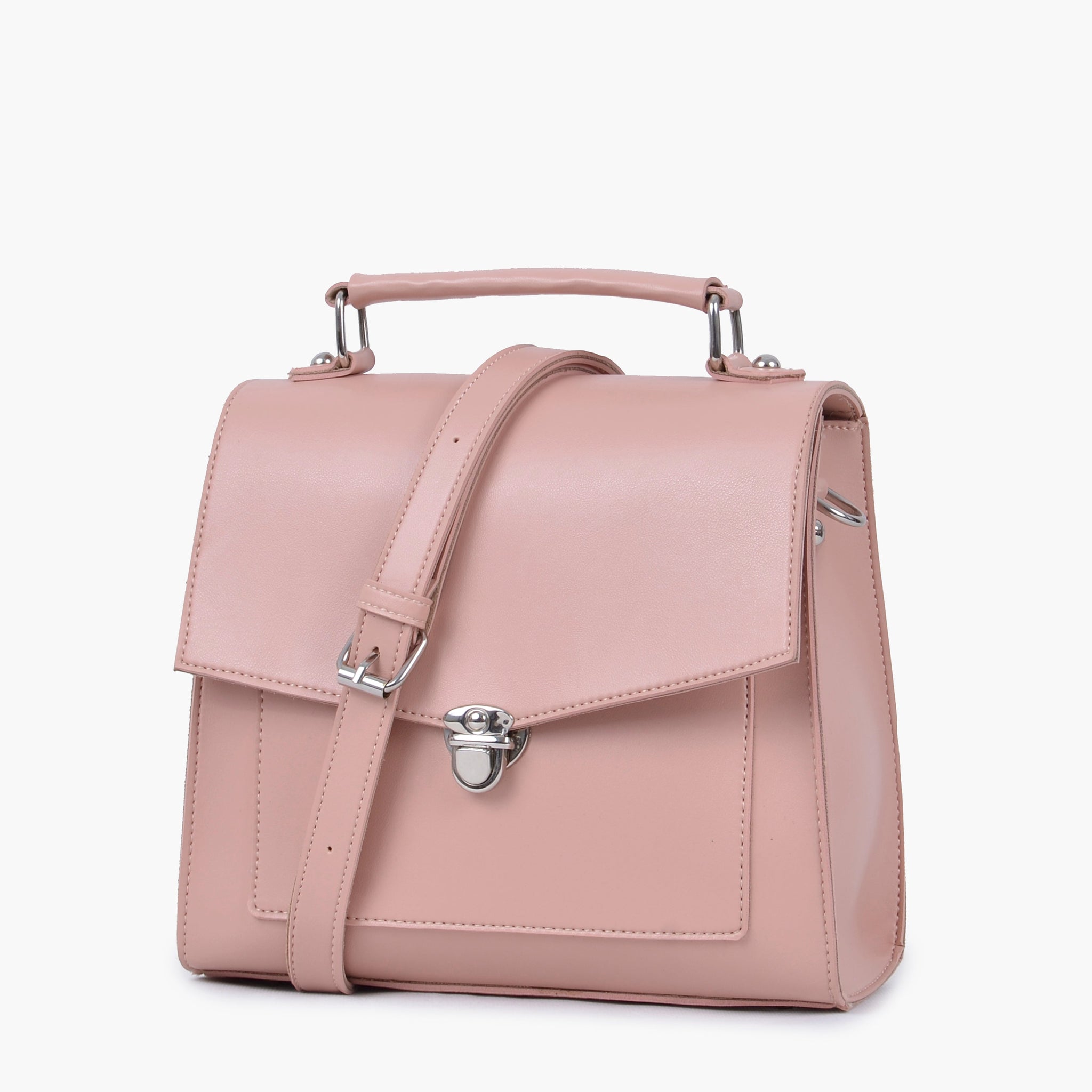 Peach push-lock messenger bag