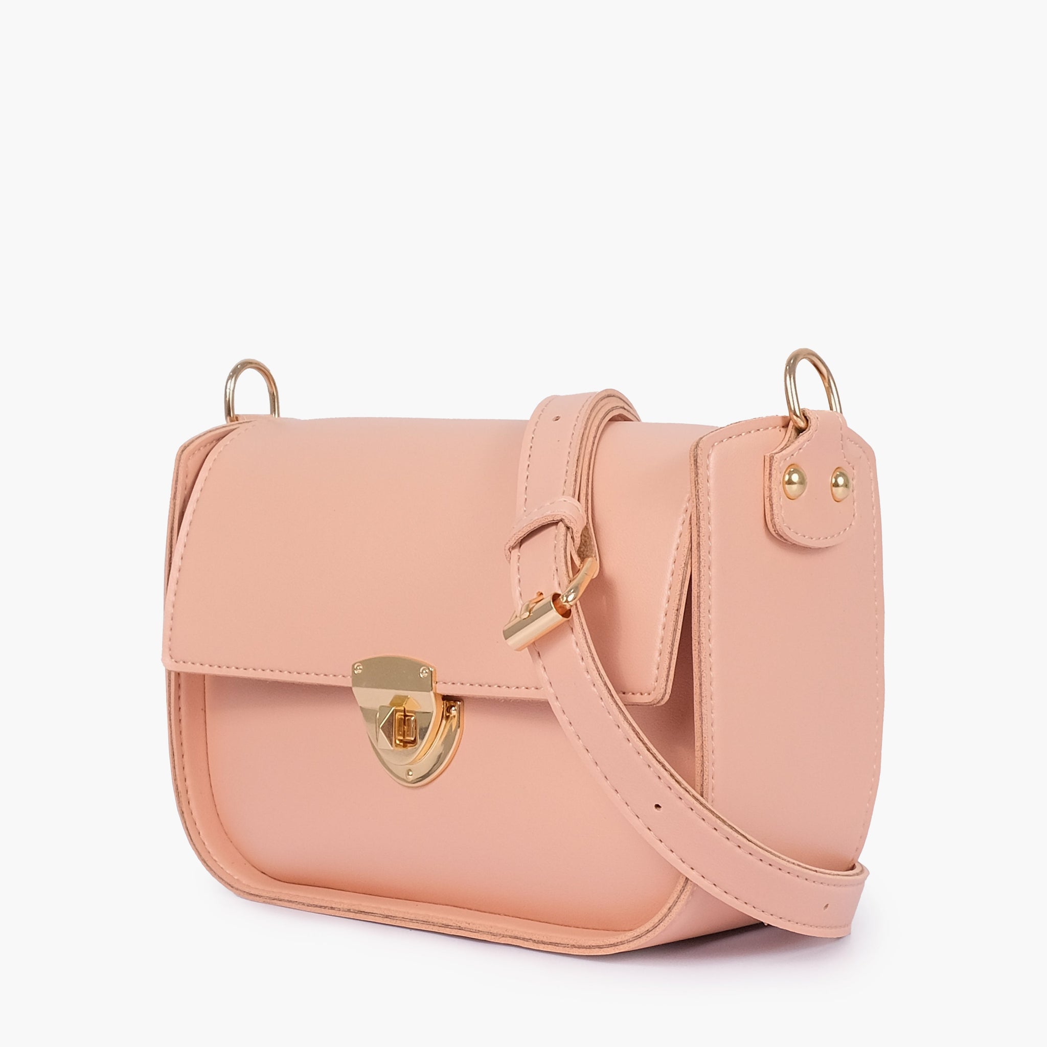 Peach saddle bag with twist lock