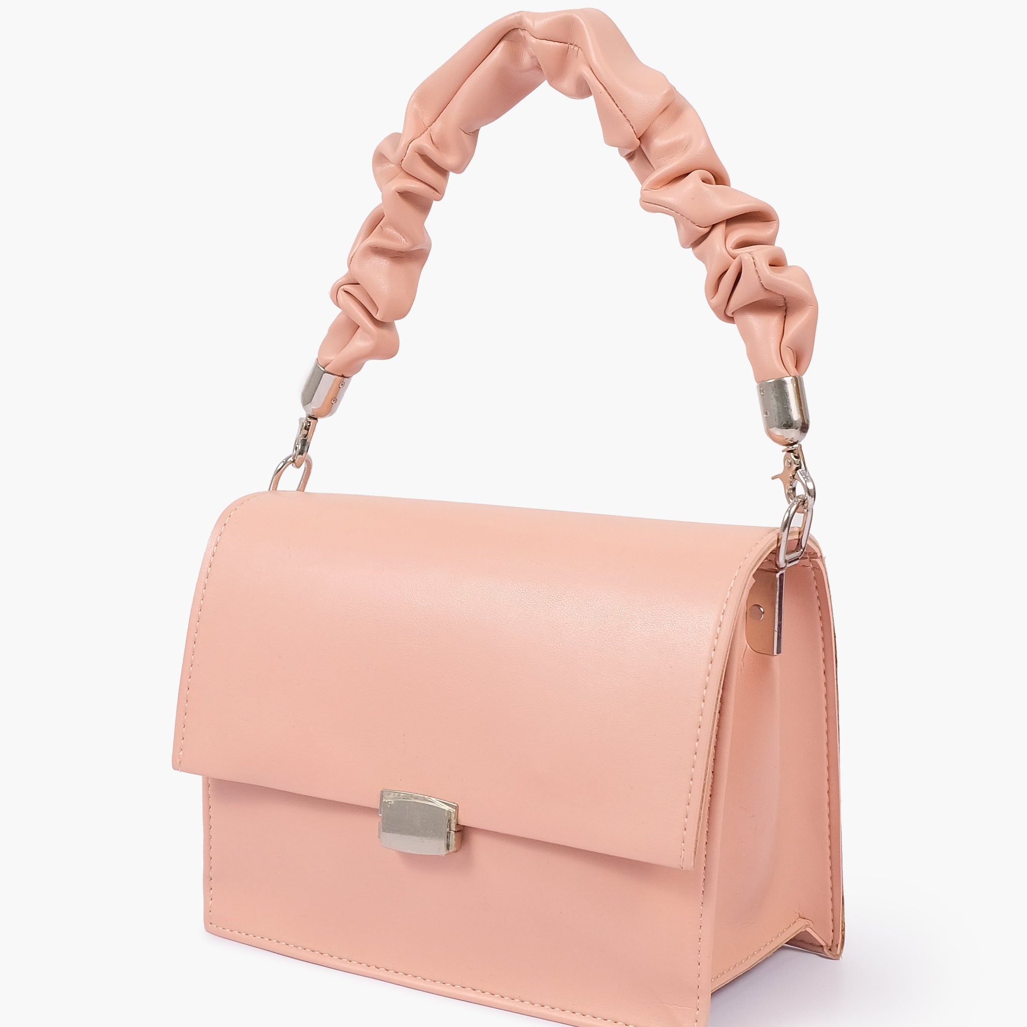 Peach top-handle mini cross-body bag