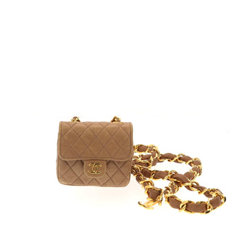 Top Quality Chanel golden Chain Belt with little bag in brown leather