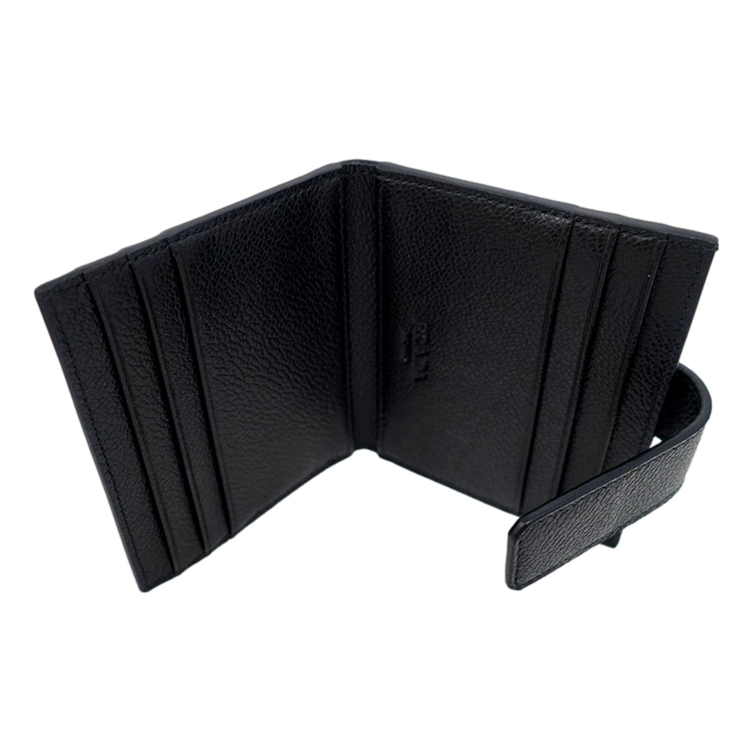 Prada Black Vitello Grain Leather Card  Bifold Wallet