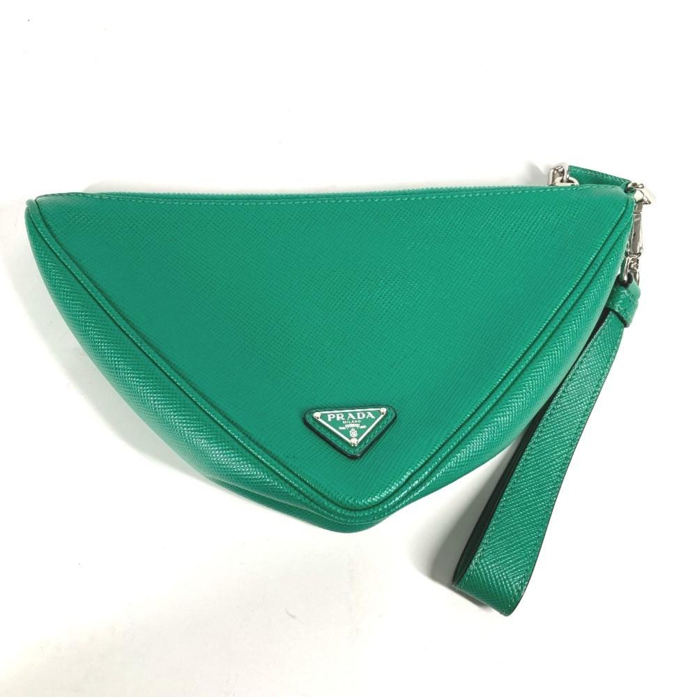 Green Fabric Prada Clutch