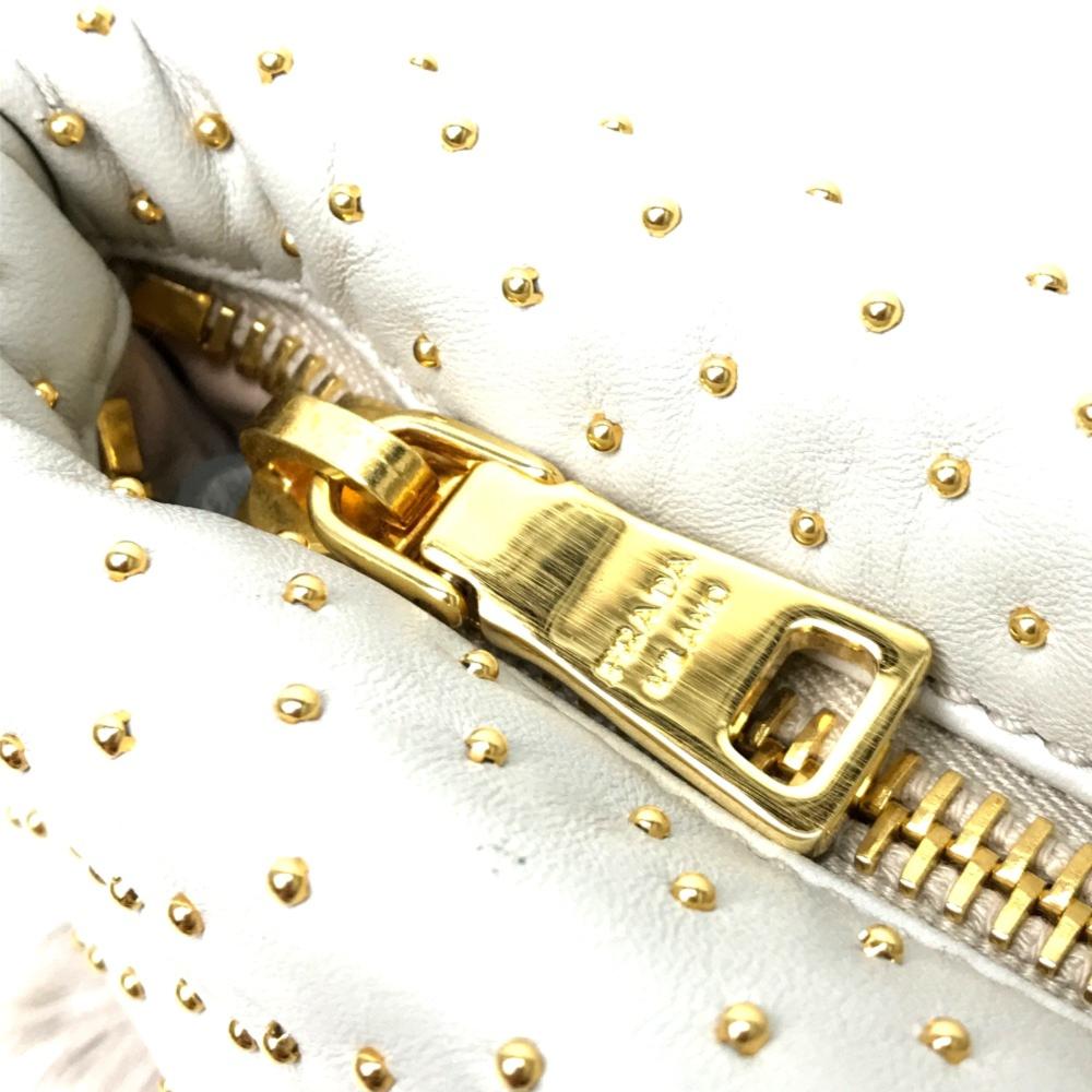 White Fabric Prada Clutch