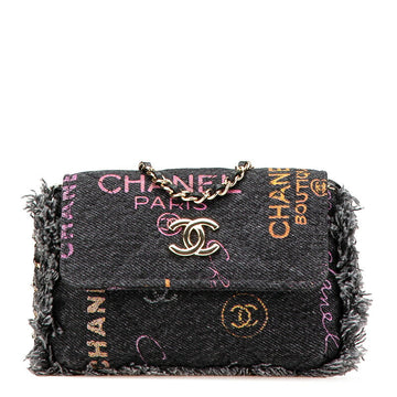 Chanel Coco Mark Matelasse Denim Leather Shoulder Bag