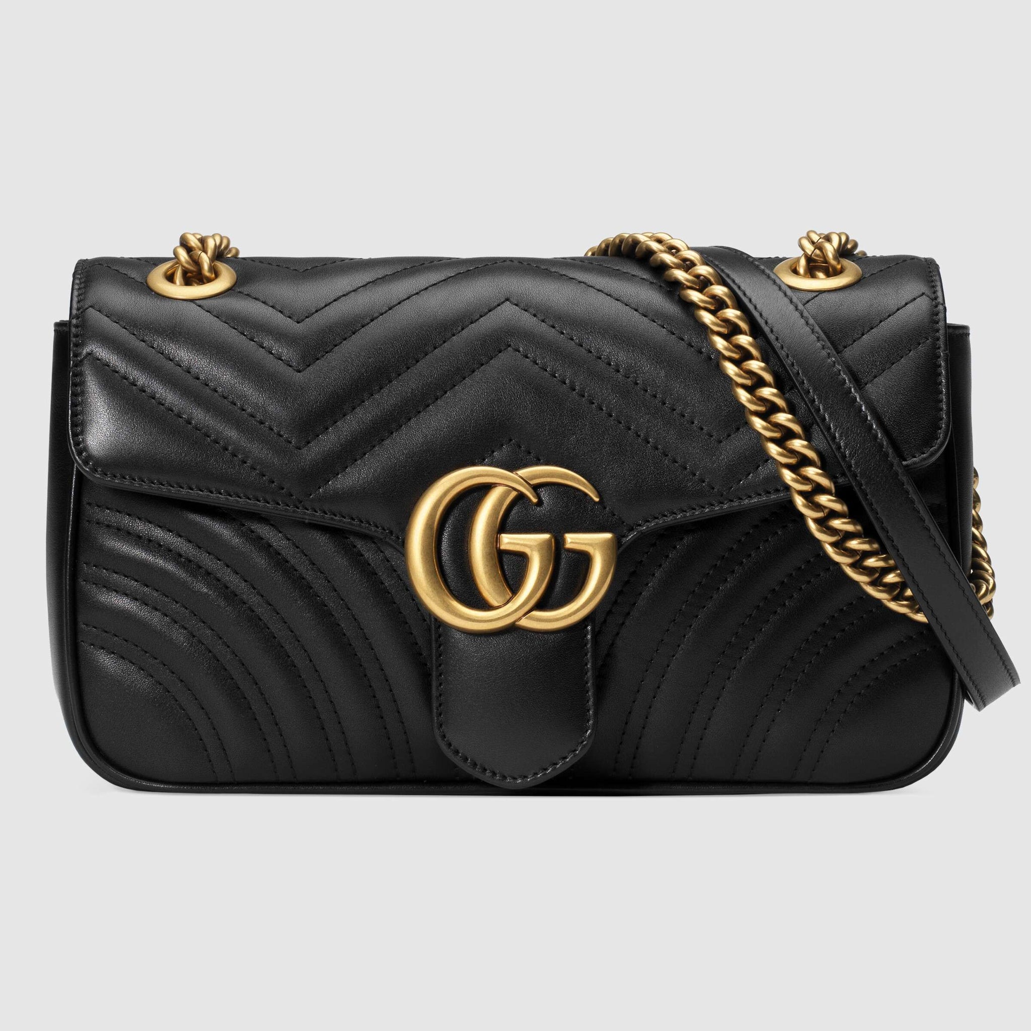 Gucci GG Marmont Medium Matelassé Shoulder Bag Black Leather