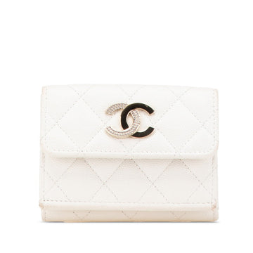Chanel Caviar Skin Matelasse Coco Mark Rhinestone Wallet