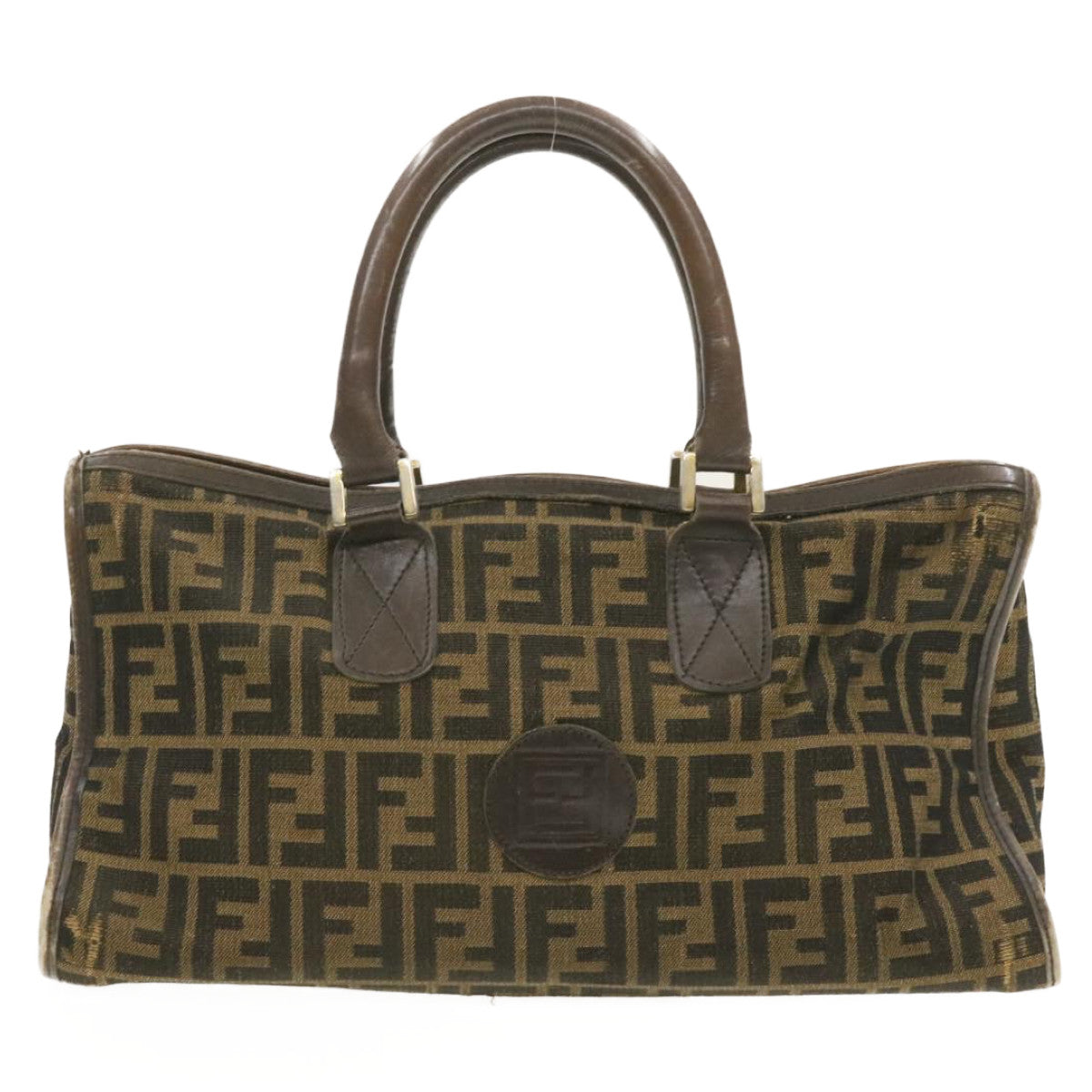 FENDI Zucca Canvas Hand Bag Brown Black Auth rd1310