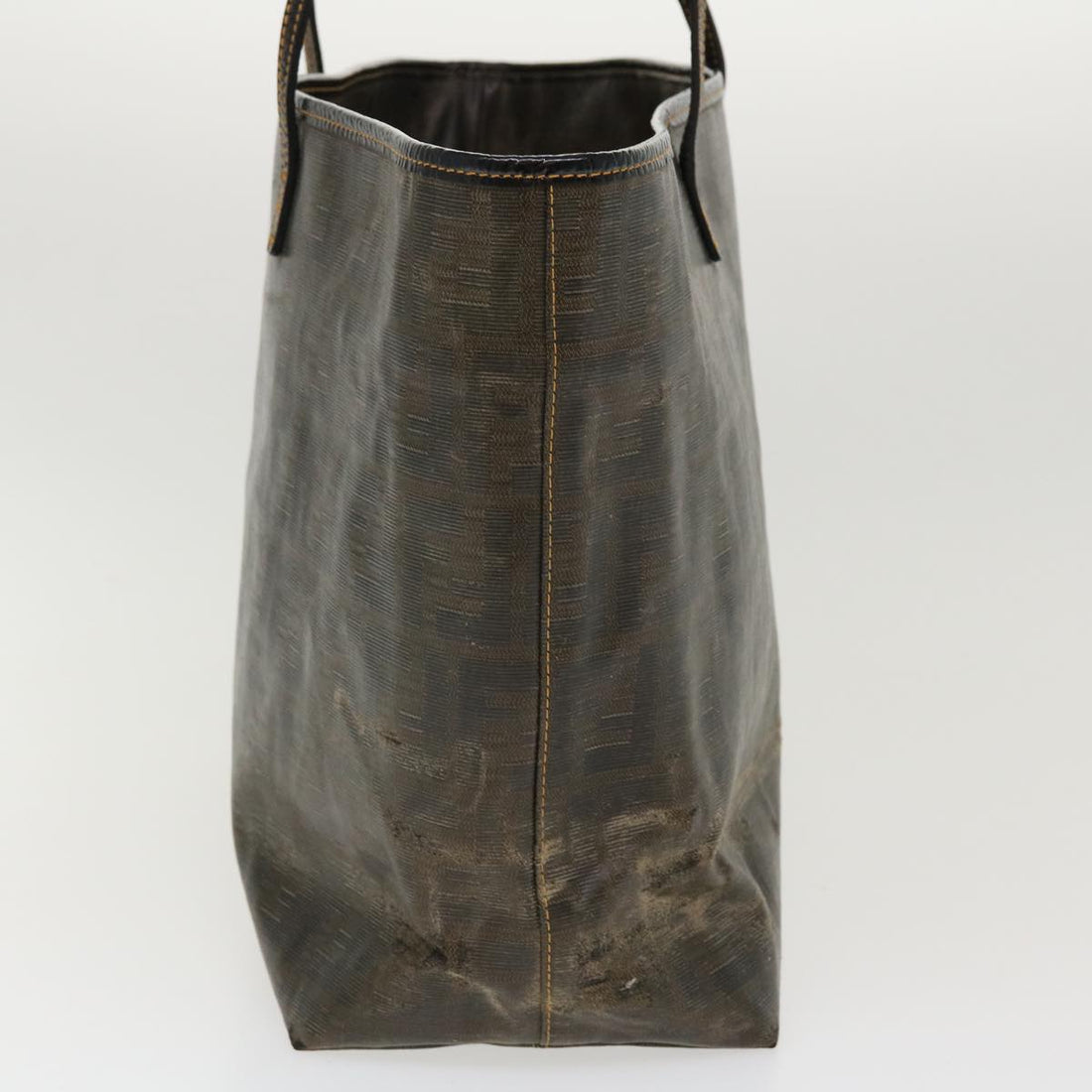 FENDI Zucca Canvas Tote Bag Coated Canvas Brown Yellow Auth rd4550