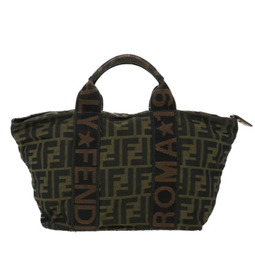 FENDI Zucca Canvas Hand Bag Black Brown Auth rd4762