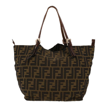 FENDI Zucca Canvas Hand Bag Black Brown 2220-26635-98 Auth rd5177
