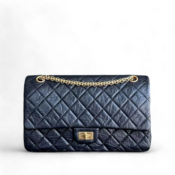 Chanel Reissue 2.55 226 Medium Quilted Calfskin Black Golden Hardware Series 15