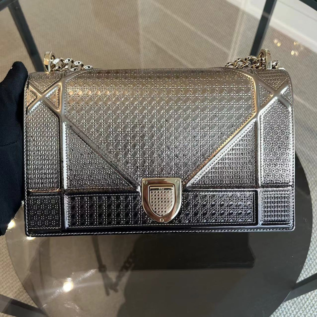 *Receipt* Diorama Medium Micro-cannage Silver Two-tone Light Golden Hardware